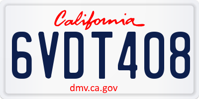 CA license plate 6VDT408