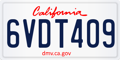 CA license plate 6VDT409