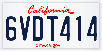 CA license plate 6VDT414