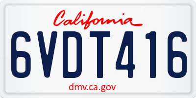 CA license plate 6VDT416