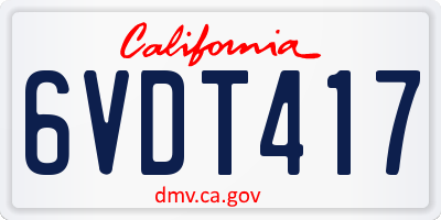 CA license plate 6VDT417