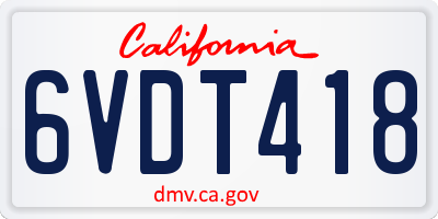 CA license plate 6VDT418