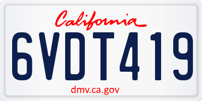 CA license plate 6VDT419