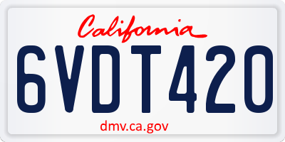 CA license plate 6VDT420