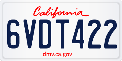 CA license plate 6VDT422