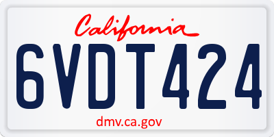 CA license plate 6VDT424