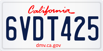 CA license plate 6VDT425