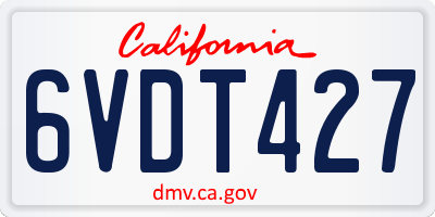 CA license plate 6VDT427