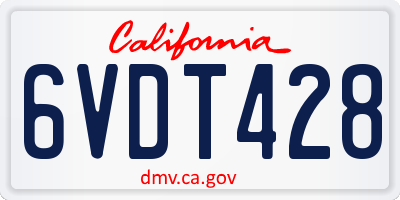 CA license plate 6VDT428