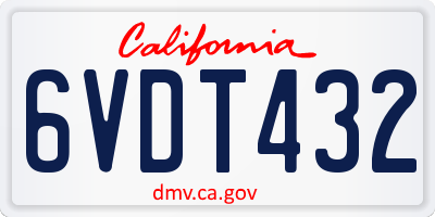 CA license plate 6VDT432