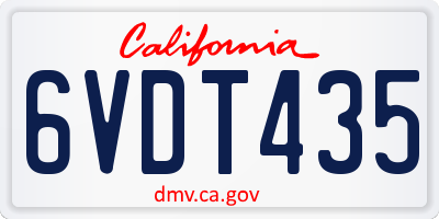 CA license plate 6VDT435