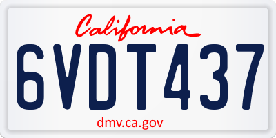 CA license plate 6VDT437