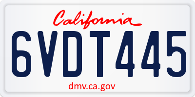 CA license plate 6VDT445
