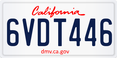 CA license plate 6VDT446