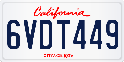 CA license plate 6VDT449