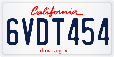 CA license plate 6VDT454