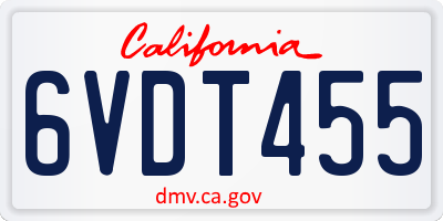 CA license plate 6VDT455