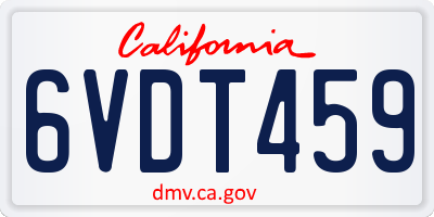 CA license plate 6VDT459