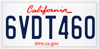CA license plate 6VDT460