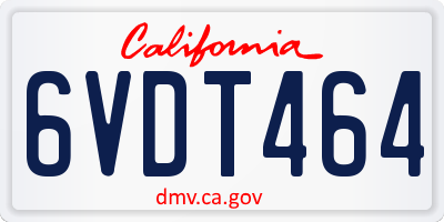 CA license plate 6VDT464