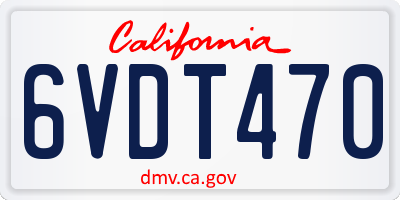 CA license plate 6VDT470