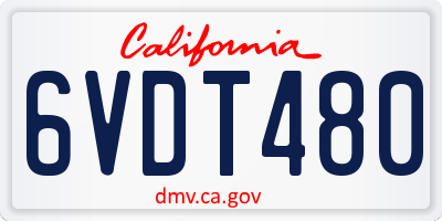 CA license plate 6VDT480