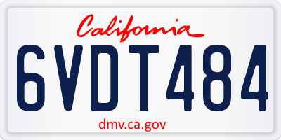CA license plate 6VDT484