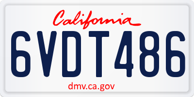 CA license plate 6VDT486
