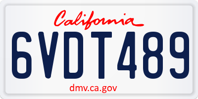 CA license plate 6VDT489