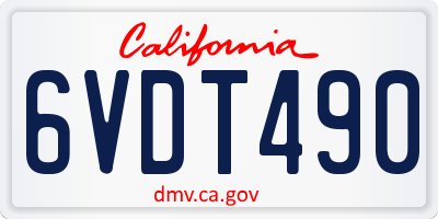 CA license plate 6VDT490