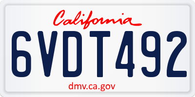 CA license plate 6VDT492