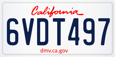 CA license plate 6VDT497