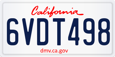 CA license plate 6VDT498