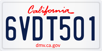 CA license plate 6VDT501