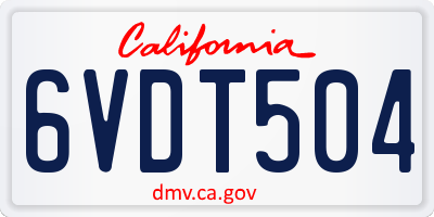 CA license plate 6VDT504