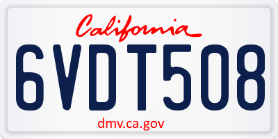 CA license plate 6VDT508