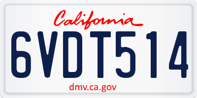 CA license plate 6VDT514