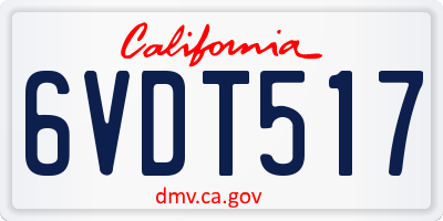 CA license plate 6VDT517