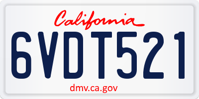 CA license plate 6VDT521