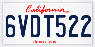 CA license plate 6VDT522