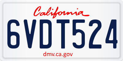 CA license plate 6VDT524