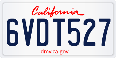 CA license plate 6VDT527