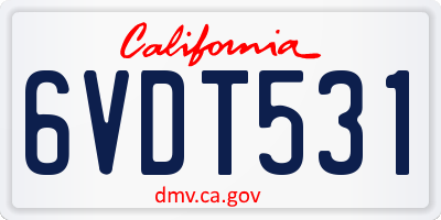 CA license plate 6VDT531