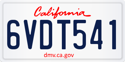 CA license plate 6VDT541