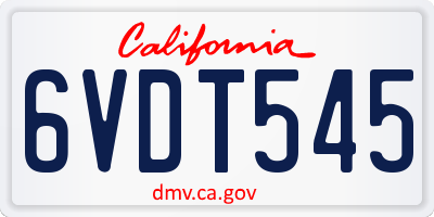 CA license plate 6VDT545
