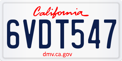 CA license plate 6VDT547