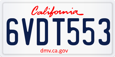 CA license plate 6VDT553