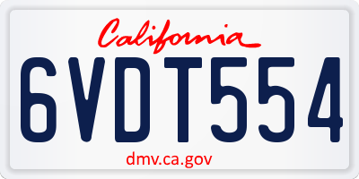CA license plate 6VDT554