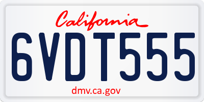 CA license plate 6VDT555