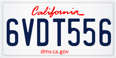 CA license plate 6VDT556